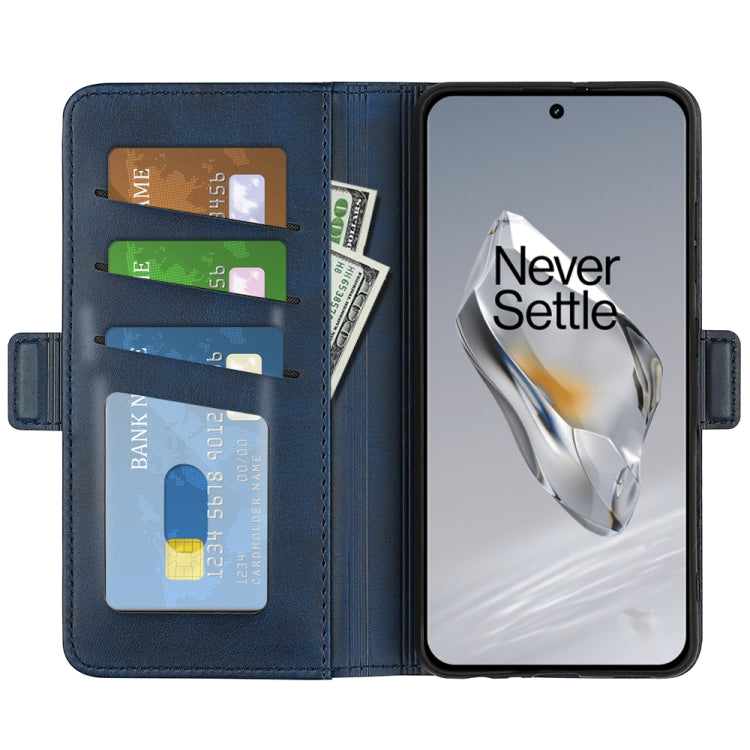 For OnePlus 12 Dual-side Magnetic Buckle Horizontal Flip Leather Phone Case(Dark Blue) - OnePlus Cases by buy2fix | Online Shopping UK | buy2fix