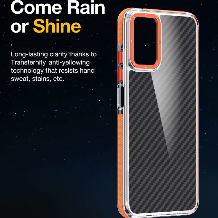 For Motorola Moto G Play 2024 Dual-Color Carbon Fiber Acrylic Hybrid TPU Phone Case(Orange) - Motorola Cases by buy2fix | Online Shopping UK | buy2fix