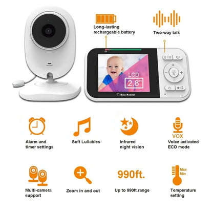 Temperature Detection 2 Way Voice Baby Security Video Camera 2.8-inch LCD Baby Monitor(UK Plug) - Baby Monitor by buy2fix | Online Shopping UK | buy2fix