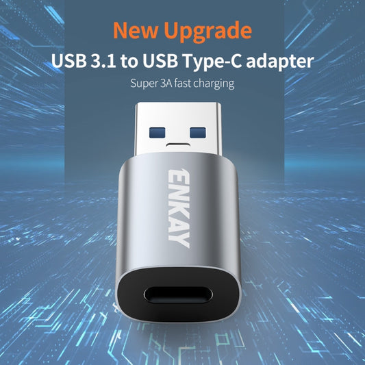ENKAY ENK-AT118 Aluminium Alloy Male USB 3.1 to Female Type-C Data Adapter Converter Support Fast Charging by ENKAY