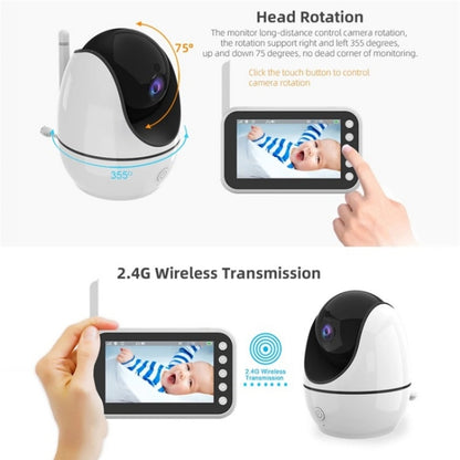 ABM200 Support Two-Way Voice Temperature Display 4.5-inch Video Baby Monitor Music Player(UK Plug) by buy2fix