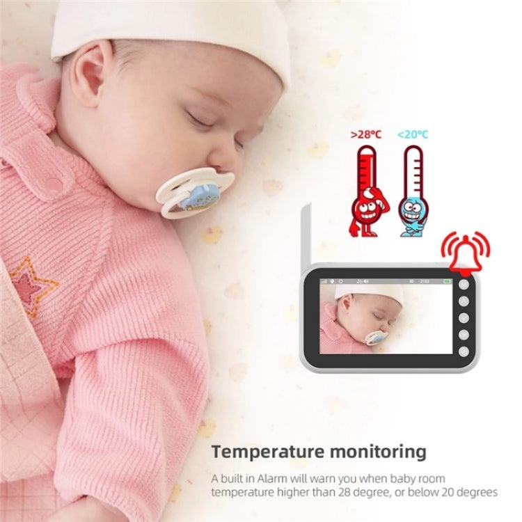 ABM200 Support Two-Way Voice Temperature Display 4.5-inch Video Baby Monitor Music Player(US Plug) by buy2fix