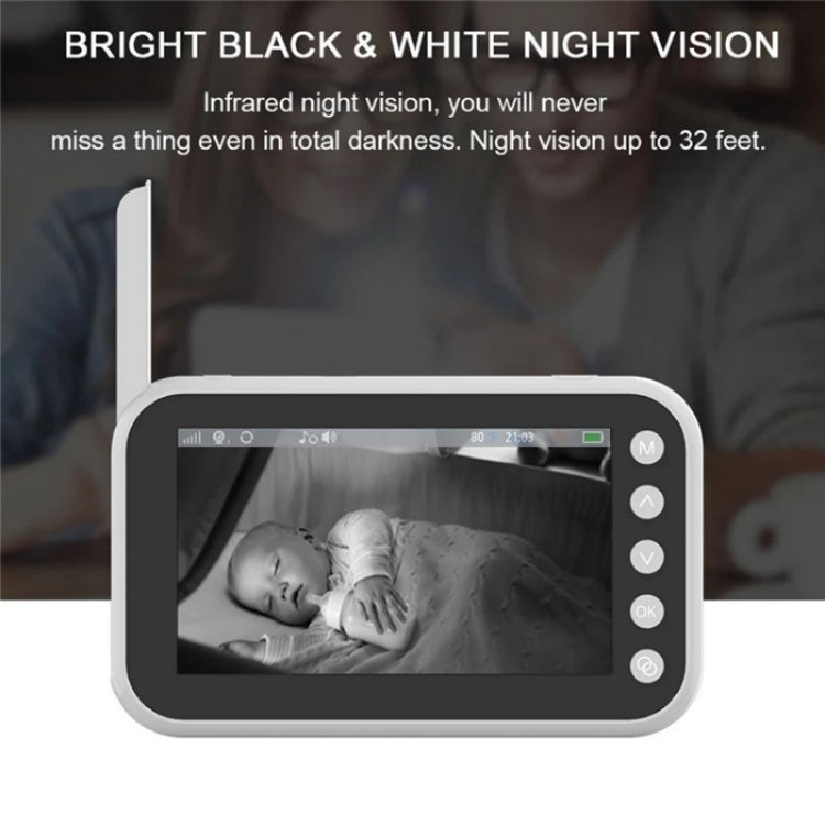 ABM200 Support Two-Way Voice Temperature Display 4.5-inch Video Baby Monitor Music Player(US Plug) by buy2fix