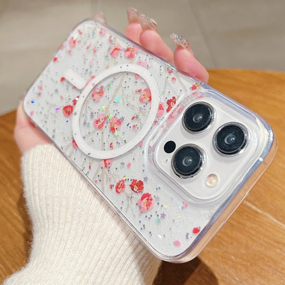 For iPhone 14 Plus Spring Garden MagSafe TPU Phone Case(F04 French Flowers) - iPhone 14 Plus Cases by buy2fix | Online Shopping UK | buy2fix