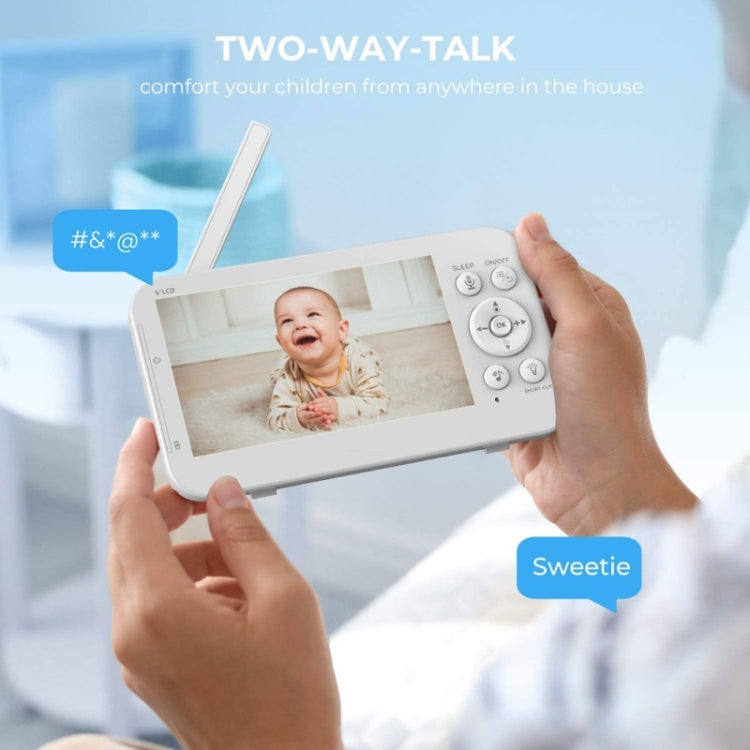 Infrared Night Vision Two-way Intercom Baby Monitor 5-inch Wireless Digital Monitor(US Plug) by buy2fix