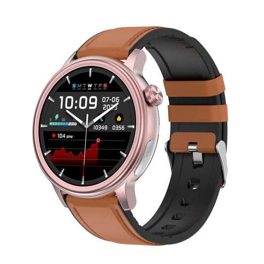 ET470 1.39 inch Color Screen Smart Watch Leather Strap, Support Bluetooth Call / ECG(Brown) by buy2fix