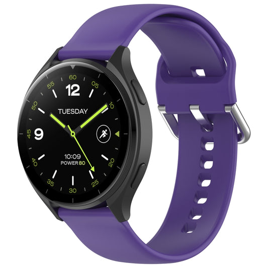 For Xiaomi Watch 2 Solid Color Metal Silver Buckle Silicone Watch Band, Size: L(Purple) - Watch Bands by buy2fix | Online Shopping UK | buy2fix