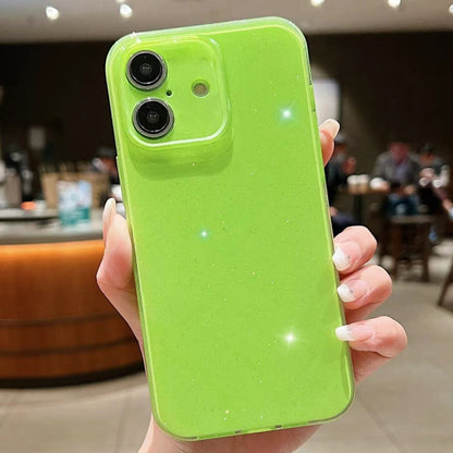 For iPhone 16 Plus Jelly Glitter Solid Color TPU Phone Case(Fluorescent Green) - iPhone 16 Plus Cases by buy2fix | Online Shopping UK | buy2fix