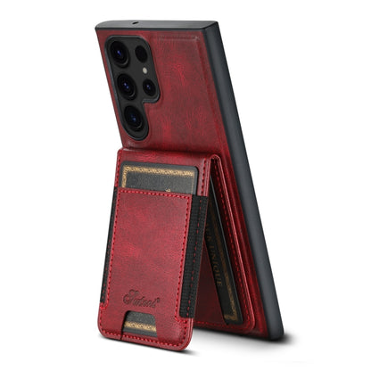 For Samsung Galaxy S22 Ultra 5G Suteni H17 Oil Eax Leather Detachable Wallet Phone Case(Red) - Galaxy S22 Ultra 5G Cases by Suteni | Online Shopping UK | buy2fix