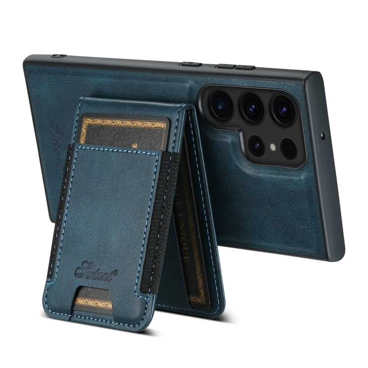 For Samsung Galaxy S24 Ultra 5G Suteni H17 Oil Eax Leather Detachable Wallet Phone Case(Blue) - Galaxy S24 Ultra 5G Cases by Suteni | Online Shopping UK | buy2fix