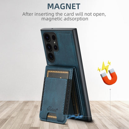 For Samsung Galaxy S24 5G Suteni H17 Oil Eax Leather MagSafe Detachable Wallet Phone Case(Blue) - Galaxy S24 5G Cases by Suteni | Online Shopping UK | buy2fix