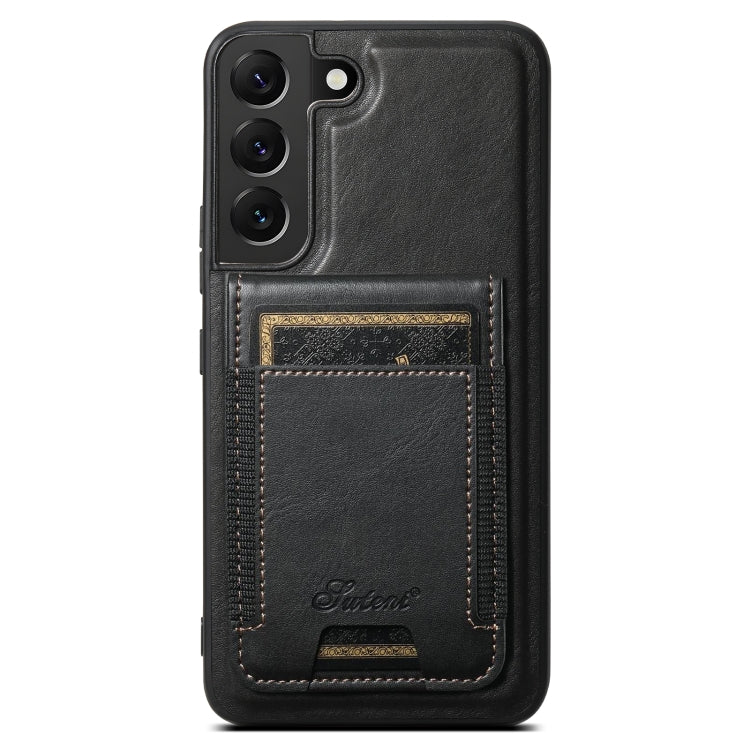 For Samsung Galaxy S22+ 5G Suteni H17 Oil Eax Leather MagSafe Detachable Wallet Phone Case(Black) - Galaxy S22+ 5G Cases by Suteni | Online Shopping UK | buy2fix