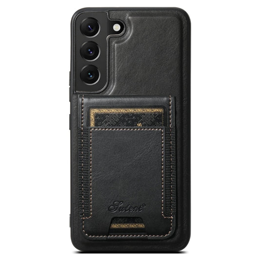 For Samsung Galaxy S22+ 5G Suteni H17 Oil Eax Leather MagSafe Detachable Wallet Phone Case(Black) - Galaxy S22+ 5G Cases by Suteni | Online Shopping UK | buy2fix