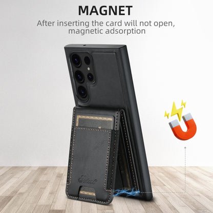 For Samsung Galaxy S22+ 5G Suteni H17 Oil Eax Leather MagSafe Detachable Wallet Phone Case(Black) - Galaxy S22+ 5G Cases by Suteni | Online Shopping UK | buy2fix