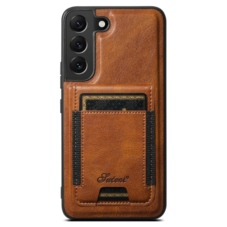 For Samsung Galaxy S22+ 5G Suteni H17 Oil Eax Leather MagSafe Detachable Wallet Phone Case(Brown) - Galaxy S22+ 5G Cases by Suteni | Online Shopping UK | buy2fix