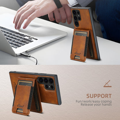 For Samsung Galaxy S22+ 5G Suteni H17 Oil Eax Leather MagSafe Detachable Wallet Phone Case(Brown) - Galaxy S22+ 5G Cases by Suteni | Online Shopping UK | buy2fix