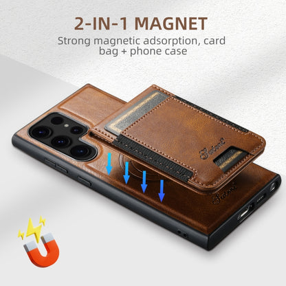 For Samsung Galaxy S22+ 5G Suteni H17 Oil Eax Leather MagSafe Detachable Wallet Phone Case(Brown) - Galaxy S22+ 5G Cases by Suteni | Online Shopping UK | buy2fix