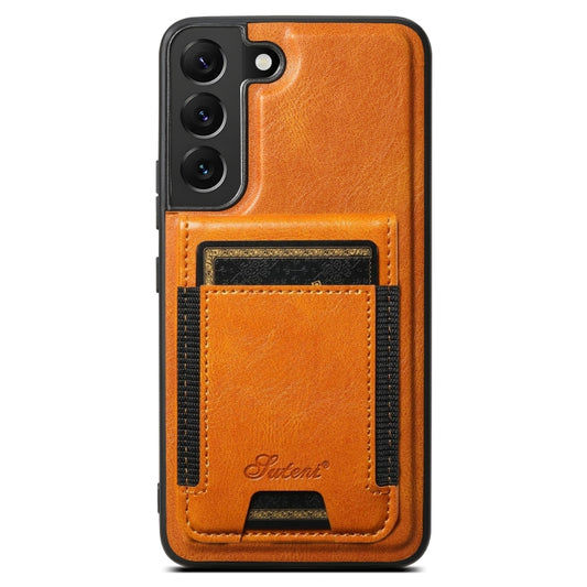 For Samsung Galaxy S22+ 5G Suteni H17 Oil Eax Leather MagSafe Detachable Wallet Phone Case(Khaki) - Galaxy S22+ 5G Cases by Suteni | Online Shopping UK | buy2fix