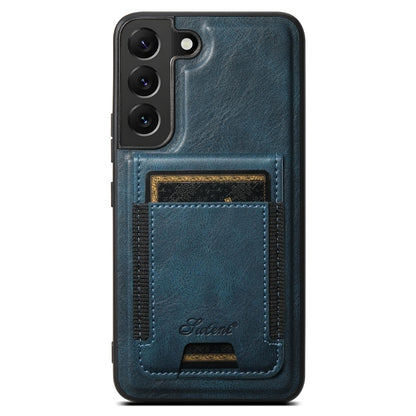 For Samsung Galaxy S22+ 5G Suteni H17 Oil Eax Leather MagSafe Detachable Wallet Phone Case(Blue) - Galaxy S22+ 5G Cases by Suteni | Online Shopping UK | buy2fix