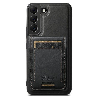 For Samsung Galaxy S22 5G Suteni H17 Oil Eax Leather MagSafe Detachable Wallet Phone Case(Black) - Galaxy S22 5G Cases by Suteni | Online Shopping UK | buy2fix