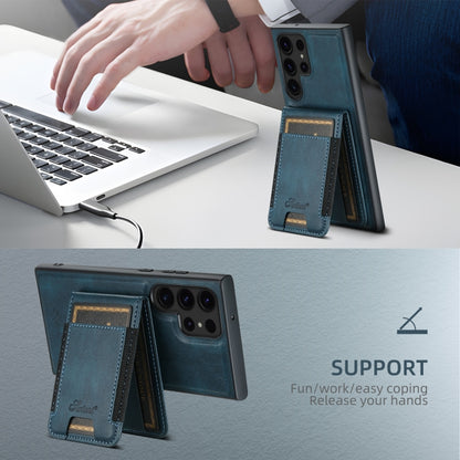 For Samsung Galaxy S22 5G Suteni H17 Oil Eax Leather MagSafe Detachable Wallet Phone Case(Blue) - Galaxy S22 5G Cases by Suteni | Online Shopping UK | buy2fix