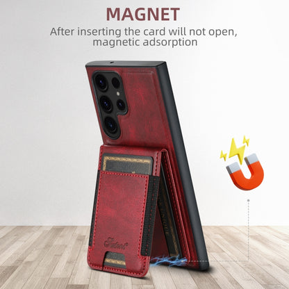 For Samsung Galaxy Note20 Ultra Suteni H17 Oil Eax Leather MagSafe Detachable Wallet Phone Case(Red) - Galaxy Note20 Ultra Cases by Suteni | Online Shopping UK | buy2fix
