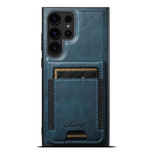For Samsung Galaxy S25 Ultra 5G Suteni H17 Oil Eax Leather MagSafe Detachable Wallet Phone Case(Blue) - Galaxy S25 Ultra 5G Cases by Suteni | Online Shopping UK | buy2fix