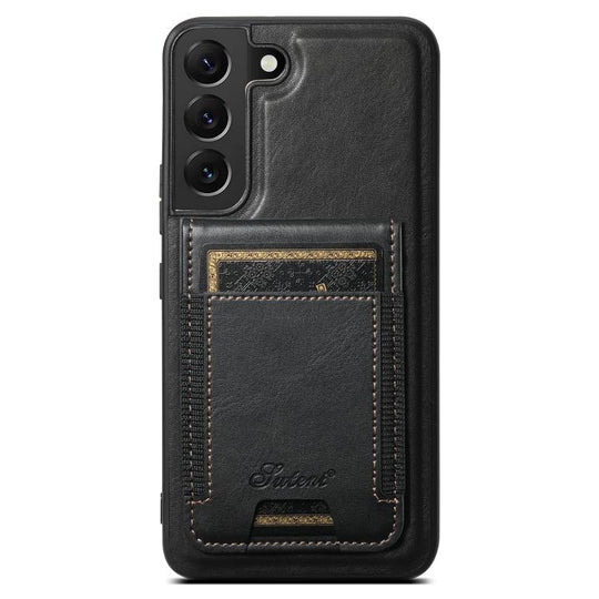 For Samsung Galaxy S25+ 5G Suteni H17 Oil Eax Leather MagSafe Detachable Wallet Phone Case(Black)