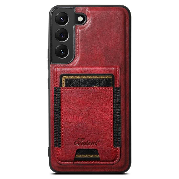 For Samsung Galaxy S25+ 5G Suteni H17 Oil Eax Leather MagSafe Detachable Wallet Phone Case(Red) - Galaxy S25+ 5G Cases by Suteni | Online Shopping UK | buy2fix