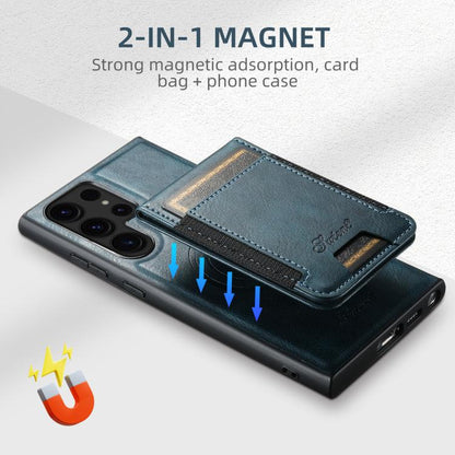 For Samsung Galaxy S25 5G Suteni H17 Oil Eax Leather MagSafe Detachable Wallet Phone Case(Blue) - Galaxy S25 5G Cases by Suteni | Online Shopping UK | buy2fix