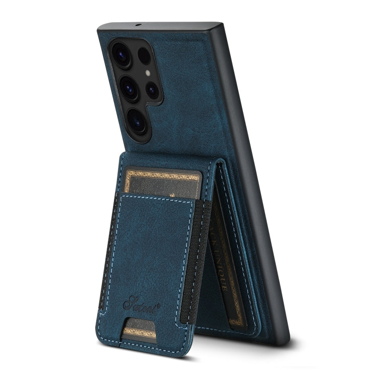 For Samsung Galaxy S24 Ultra 5G Suteni H17 Litchi Texture Leather Detachable Wallet Phone Case(Blue) - Galaxy S24 Ultra 5G Cases by Suteni | Online Shopping UK | buy2fix