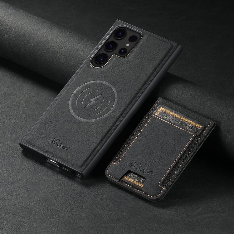 For Samsung Galaxy S23 Ultra 5G Suteni H17 Litchi Texture Leather MagSafe Detachable Wallet Phone Case(Black) - Galaxy S23 Ultra 5G Cases by Suteni | Online Shopping UK | buy2fix