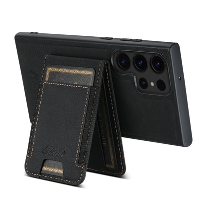 For Samsung Galaxy S23 Ultra 5G Suteni H17 Litchi Texture Leather MagSafe Detachable Wallet Phone Case(Black) - Galaxy S23 Ultra 5G Cases by Suteni | Online Shopping UK | buy2fix