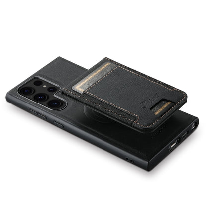 For Samsung Galaxy S23 Ultra 5G Suteni H17 Litchi Texture Leather MagSafe Detachable Wallet Phone Case(Black) - Galaxy S23 Ultra 5G Cases by Suteni | Online Shopping UK | buy2fix