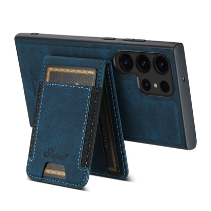 For Samsung Galaxy S23 Ultra 5G Suteni H17 Litchi Texture Leather MagSafe Detachable Wallet Phone Case(Blue) by Suteni