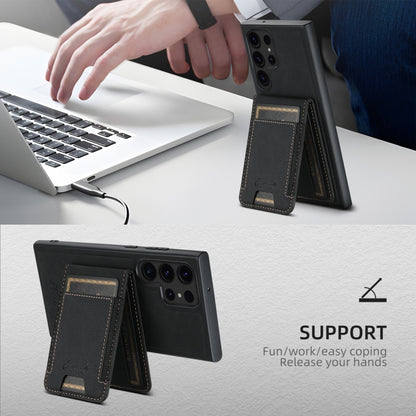 For  Samsung Galaxy S23 5G Suteni H17 Litchi Texture Leather MagSafe Detachable Wallet Phone Case(Black) - Galaxy S23 5G Cases by Suteni | Online Shopping UK | buy2fix