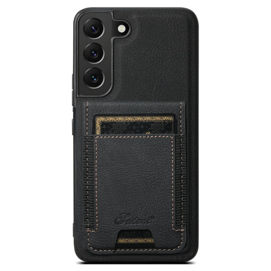 For Samsung Galaxy S22+ 5G Suteni H17 Litchi Texture Leather MagSafe Detachable Wallet Phone Case(Black)