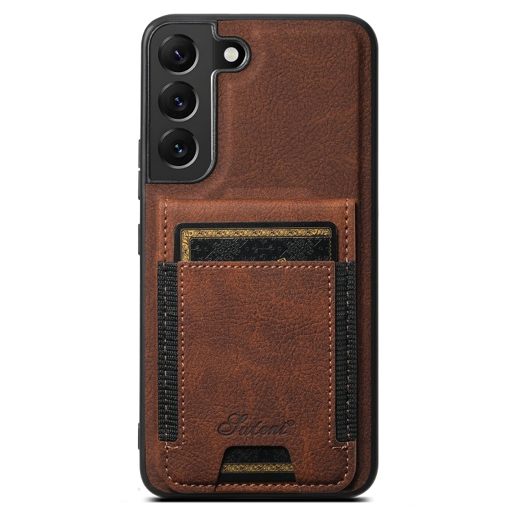 For Samsung Galaxy S22+ 5G Suteni H17 Litchi Texture Leather MagSafe Detachable Wallet Phone Case(Brown) - Galaxy S22+ 5G Cases by Suteni | Online Shopping UK | buy2fix