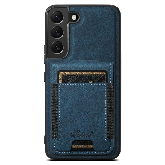 For Samsung Galaxy S22+ 5G Suteni H17 Litchi Texture Leather MagSafe Detachable Wallet Phone Case(Blue) - Galaxy S22+ 5G Cases by Suteni | Online Shopping UK | buy2fix