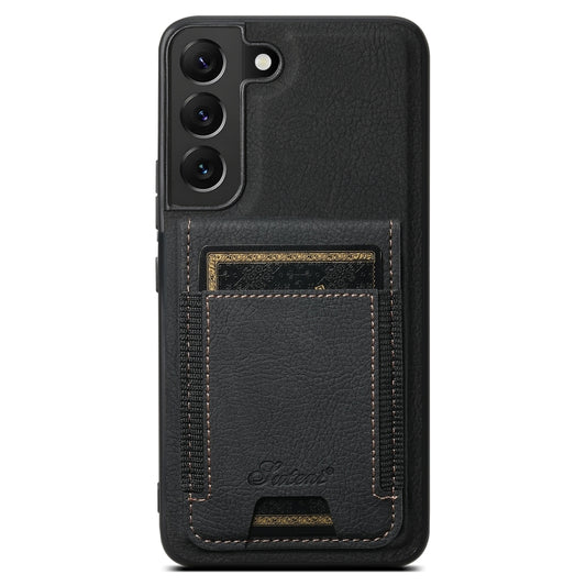 For Samsung Galaxy S22 5G Suteni H17 Litchi Texture Leather MagSafe Detachable Wallet Phone Case(Black) - Galaxy S22 5G Cases by Suteni | Online Shopping UK | buy2fix