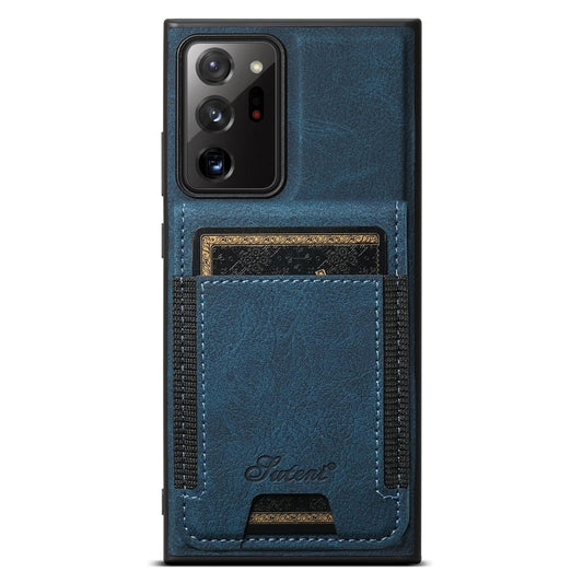 For Samsung Galaxy Note20 Suteni H17 Litchi Texture Leather MagSafe Detachable Wallet Phone Case(Blue) - Galaxy Note20 Cases by Suteni | Online Shopping UK | buy2fix