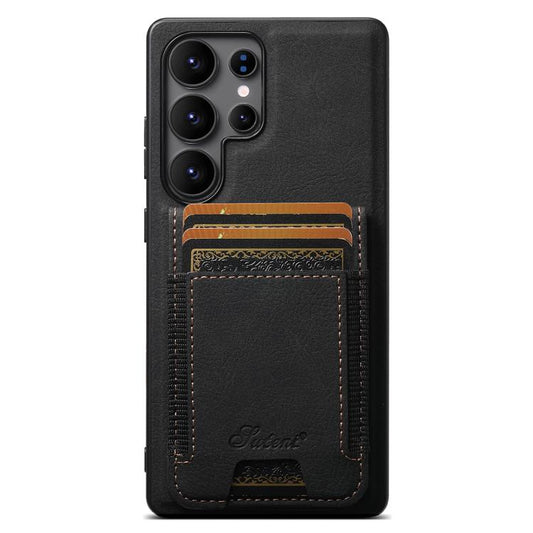 For Samsung Galaxy S25 Ultra 5G Suteni H17 Litchi Texture Leather MagSafe Detachable Wallet Phone Case(Black) - Galaxy S25 Ultra 5G Cases by Suteni | Online Shopping UK | buy2fix