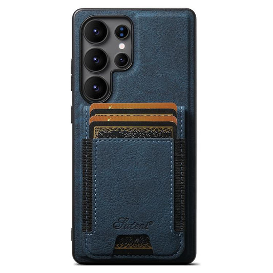 For Samsung Galaxy S25 Ultra 5G Suteni H17 Litchi Texture Leather MagSafe Detachable Wallet Phone Case(Blue) - Galaxy S25 Ultra 5G Cases by Suteni | Online Shopping UK | buy2fix