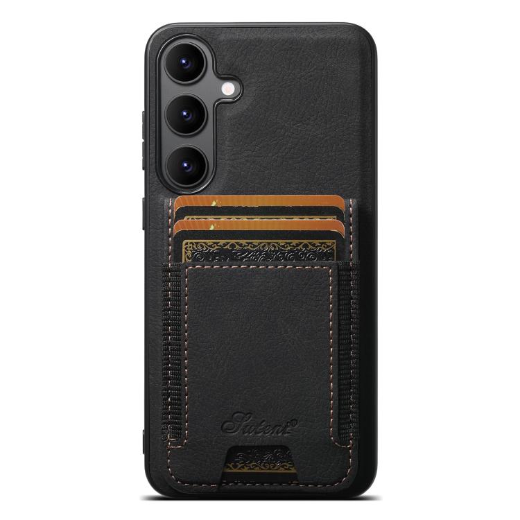 For Samsung Galaxy S25 5G Suteni H17 Litchi Texture Leather MagSafe Detachable Wallet Phone Case(Black) - Galaxy S25 5G Cases by Suteni | Online Shopping UK | buy2fix