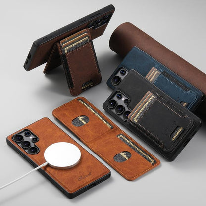 For Samsung Galaxy S23 Ultra 5G Suteni H17 Litchi Texture Leather MagSafe Detachable Wallet Phone Case(Brown) - Galaxy S23 Ultra 5G Cases by Suteni | Online Shopping UK | buy2fix