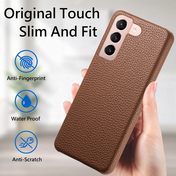 For Samsung Galaxy S21+ 5G Litchi Oil Edge Leather Back Phone Case(Brown) - Galaxy S21+ 5G Cases by buy2fix | Online Shopping UK | buy2fix