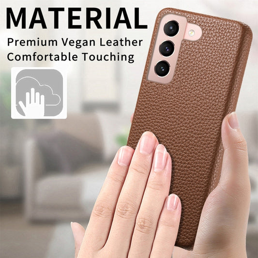 For Samsung Galaxy S21 5G Litchi Oil Edge Leather Back Phone Case(Brown) by buy2fix