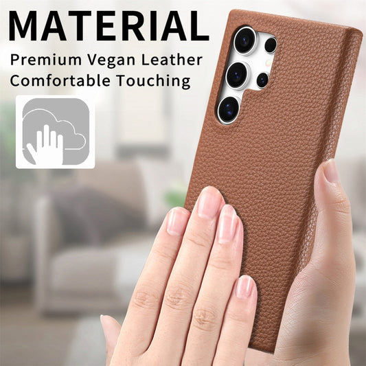 For Samsung Galaxy S23 Ultra 5G Litchi Oil Edge Leather Back Phone Case(Brown) by buy2fix