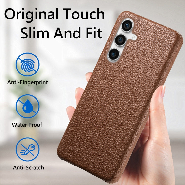 For Samsung Galaxy S23 FE 5G Litchi Oil Edge Leather Back Phone Case(Brown) - Galaxy S23 FE 5G Cases by buy2fix | Online Shopping UK | buy2fix