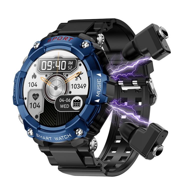 T96 1.52 inch Amoled Screen 2 in 1 Bluetooth Earphone Smart Watch(Blue) by buy2fix